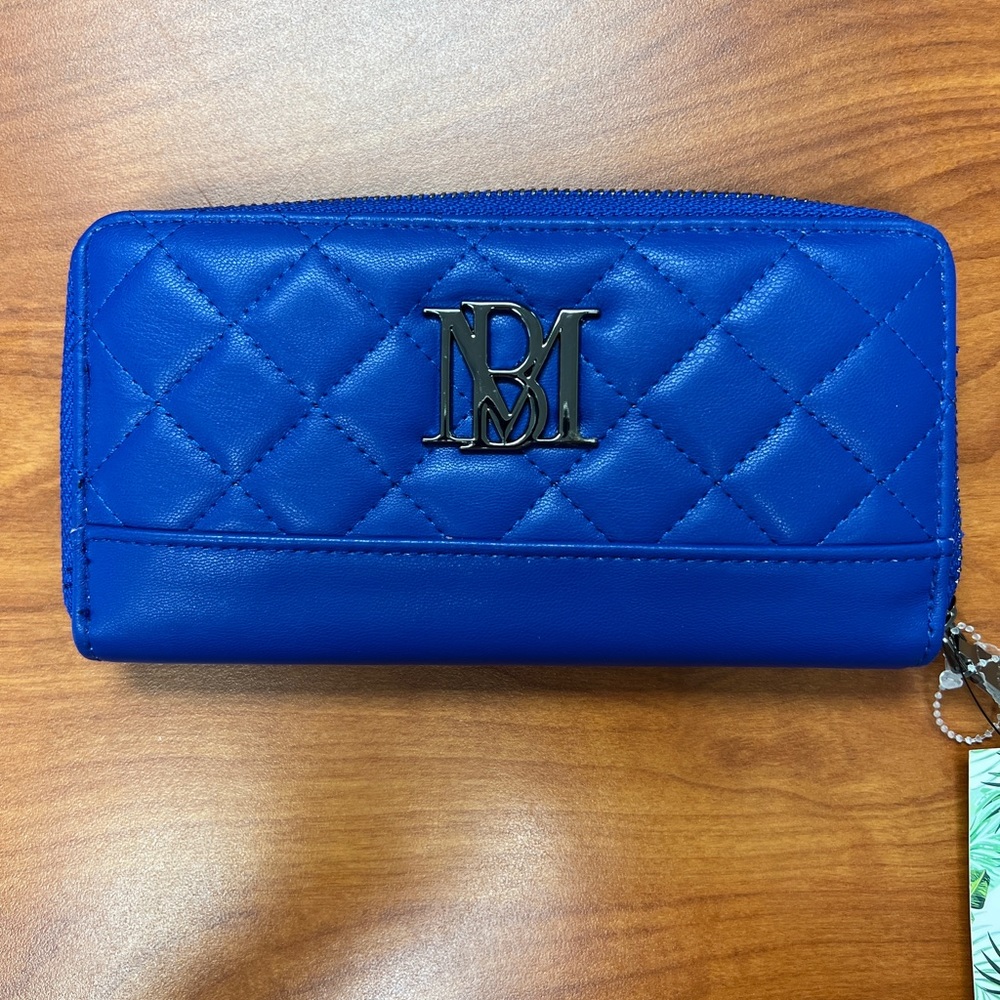 Bright blue zip top wallet